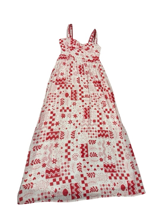 💜5/$50💜 Derek Heart Red and White Geometric Maxi Dress - Picture 2 of 12